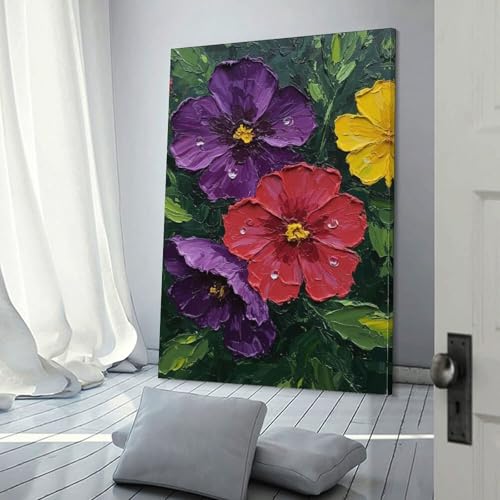 Peinture florale personnalisable sur toile pour masquer mur blanc