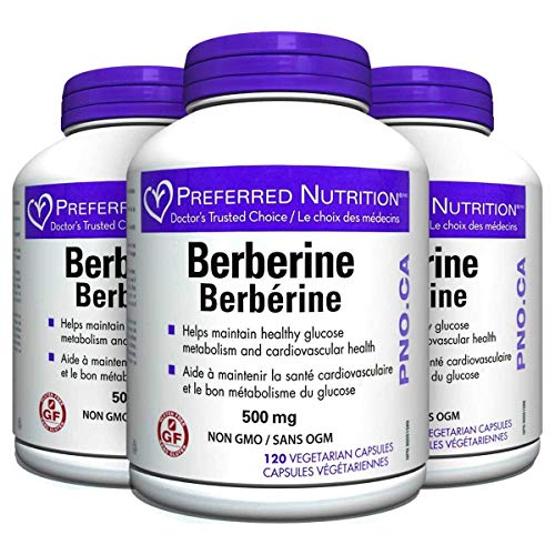 Preferred Nutrition Berberine Supplement | Maintain Healthy Glucose Metabolism & Cardiovascular Health | 500 mg (3)
