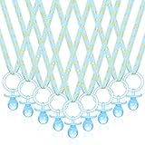 Geiserailie 36 Pcs Baby Shower Pacifiers Necklace Boy Blue Acrylic Pacifiers Necklace Party Favors for Boys Chupones para Baby Shower Gender Reveal Party Decorations Table Scatter