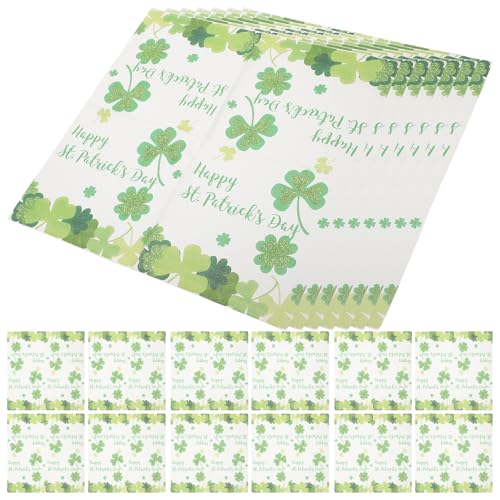 Veemoon Serviettes Jetables Saint-Patrick Motif Trèfle à Quatre Feuilles, 40 Feuilles en Papier, Design Créatif pour Restaurant et Café