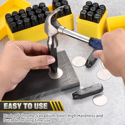 WorkBless 36PCS Metal Stamping Kit, 1/2"(12.5mm) Steel Number and Letter Punch Set, Include A-Z Alphabet, Number 0-8, & Symbol, Stamping Tool for Imprinting Plastic, Wood, Leather, Jewelry - Image 6
