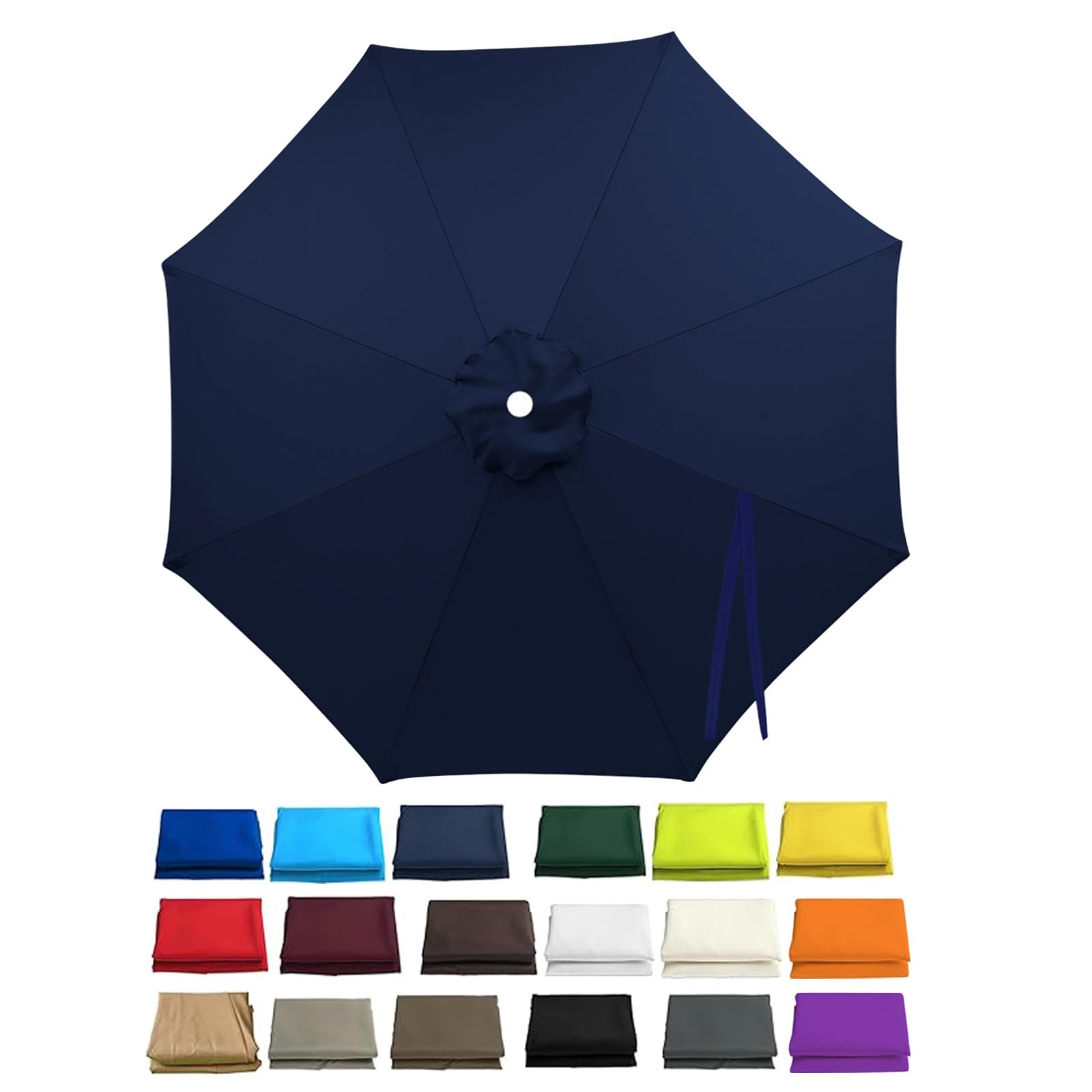 Garden Parasol Replacement Cover, 2m 2.3m 2.5m 2.7m 3.0m 4.0m 6/8 Arms Sun Umbrella Canopy Replacement Outdoor Market Patio Table, UV-Block Waterproof Polyester Cloth Fabric(Dark Blue,6ribs/2.7m)