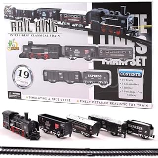 koolbitz Classic Train Set with Tracks, Battery Operated, Retro Design, Toys for Kids with Lights, Durable & Safe Exciting Train Track Set for kids, Easy to Assemble