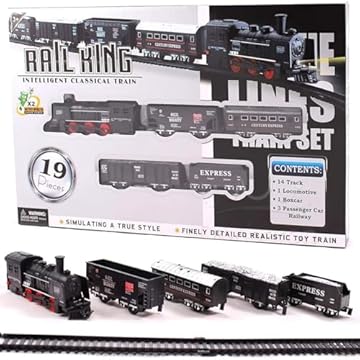 koolbitz Classic Train Set with Tracks, Battery Operated, Retro Design, Toys for Kids with Lights, Durable & Safe Exciting Train Track Set for kids, Easy to Assemble