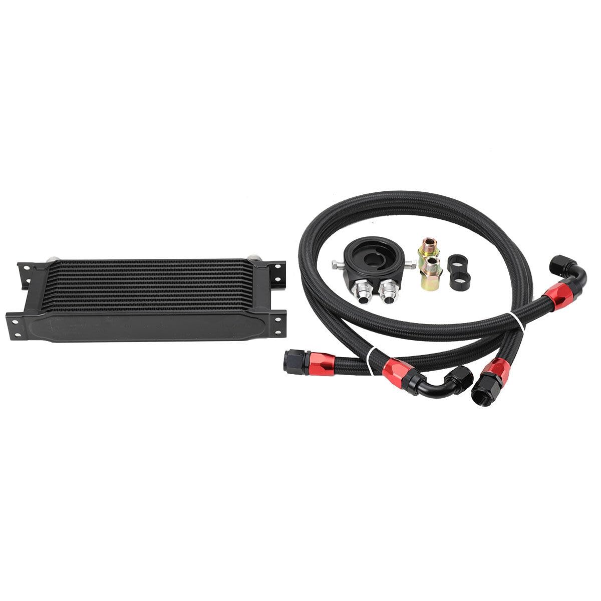 Ölkühler 13 Reihen AN10 Anschluss Set Universal Zusatz Kühlung Extern Oil Cooler