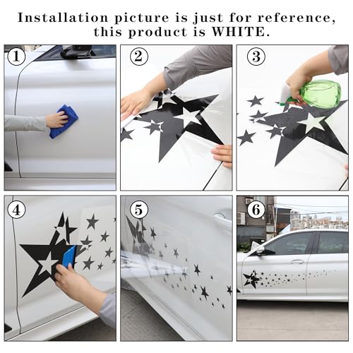 Image of TOMALL 1 Pair 62.6'' Stars Graphics Vinyl Decals for Car Body Door Sides Universal Waterproof Stars Stickers Decoration for Vehicles SUV Truck Off-Road Home Wall (White)