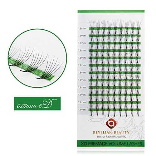 BEYELIAN Premade Volume Eyelash Extensions 6D 0.07mm 13mm C Curl Semi Permanent Individual Lash Extensions