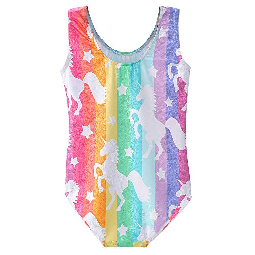 HOZIY Gymnastics Leotards for Girls Toddlers Kids Sleeveless Tumbling Outfits for Dance Print