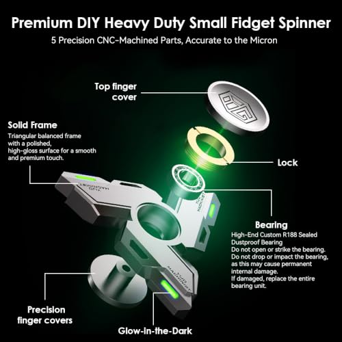 Image of Fidget Spinners, Fidget Spinner Gifts for Adults, Stress Anxiety ADHD Relief Figets Toy, Metal Finger Hand Spinner Toy with Luminous Light, Silent Spinner Precision Bearing Light Release Glow in Dark
