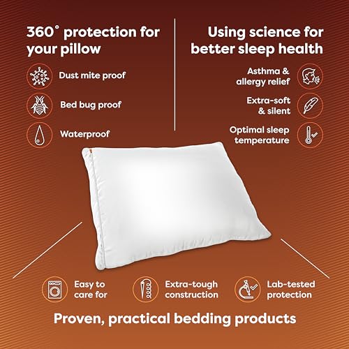 Hospitology Products SDSP02S Pillow Encasement- Zippered Bed Bug Dust Mite Proof Hypoallergenic - Sleep Defense System - Standard - Waterproof thumb #1