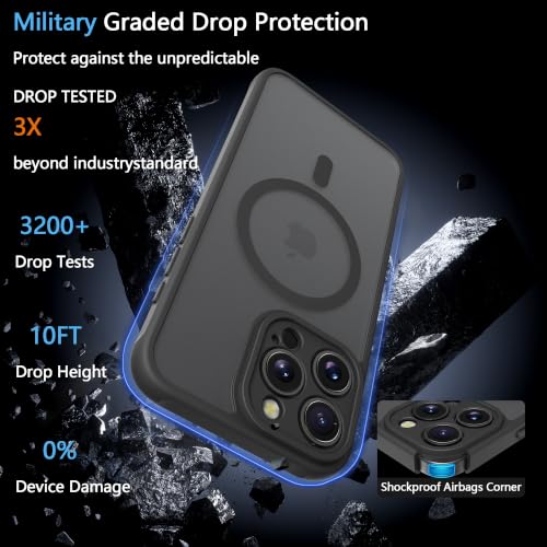 Image of for iPhone 15 pro Case [Compatible with Magsafe]Translucent Matte Phone Cover, [10 FT Military Grade Drop Protection] Slim Durable Shockproof Protective Bumper (Black Magnetic, iPhone 15 pro)