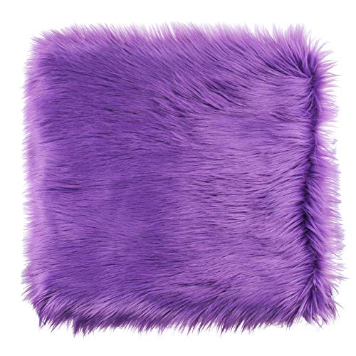 Luxury Long Faux Fur Throw Pillow Case Super Soft Plush Cushion Cover Deluxe Home Sofa Bed Car Party Decorative 18 X 18 Inch Purple #TOP1