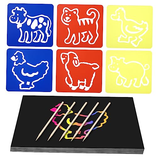 BRIGHTFUFU Interlocking Gears Painting Set Scratch Paper Art Kit for Boys and Girls Scratch Off Cards Toy Drawing Painting Kit
