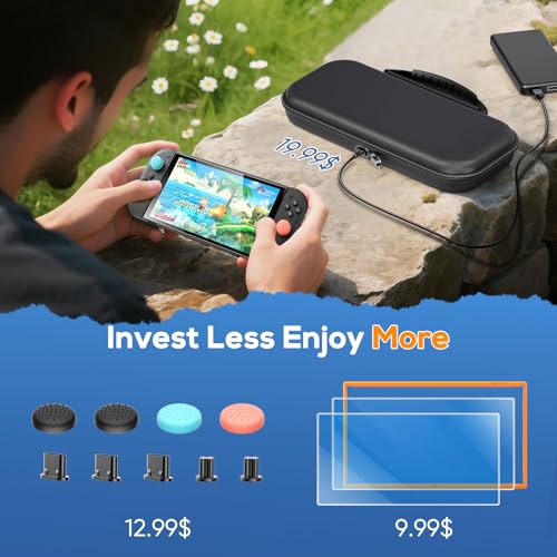 Image of Auarte Carry Case for Nintendo Switch 2, Accessories Bundle for Switch 2 Include Carrying Case, HD Screen Protector with Alignment Frame and Dust Plug, Thumb Grip
