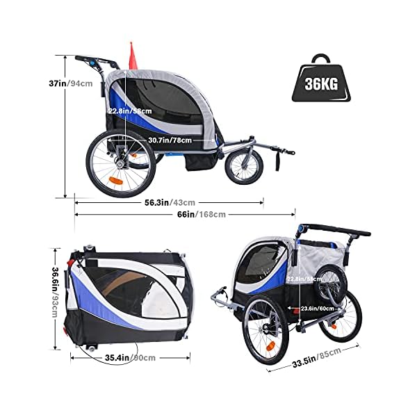 Drehbar Kinderanhänger 2 in 1 Fahrradanhänger für Kinder Jogger – Bild 4
