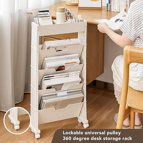 Bibliothèque mobile rangement pour enfants étudiants salon beige