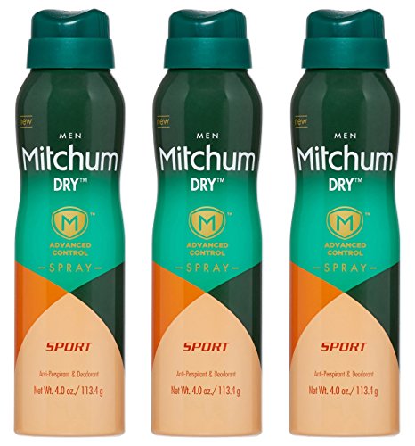 Mitchum for Men Anti-Perspirant & Deodorant - Dry Spray - Advanced Control - Sport Scent - Net Wt. 4 OZ (113.4 g) Per Can - Pack of 3 Cans