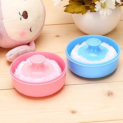 Image of Baybee Ultra Soft Baby Powder Puff with Storage Box for Newborns and Infants - Gentle, Mess-Free Powdering Solution for Babies Sensitive Skin | BPA-Free, Antibacterial Portable PowderPuff (Blue Small)
