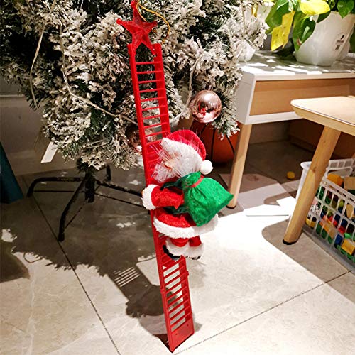 Climbing Ladder Santa with Jingle Bells Music, Allnice Christmas Decorations Christmas Tree Ornament Ladder-Climbing Santa Claus