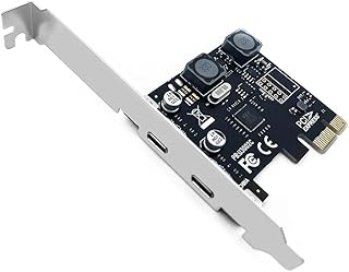 2 Port PCI-E to USB C 3.0 Expansion Card, 5Gbps Internal PCIE Type-C Hub Converter for Desktop PC Host Card Support Windows 10/8.1/8/7/XP/Vista