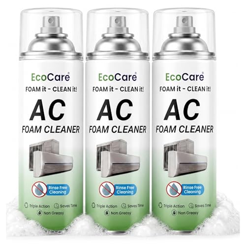 Image of EcoCare Air Conditioner Cleaning Foam Spray For Split AC & Window AC - 500 ml (Pack of 3) | No Rinse Foaming Coil Cleaner For AC Evaporator & Condenser Coil | Removes Dust Mold & Odor