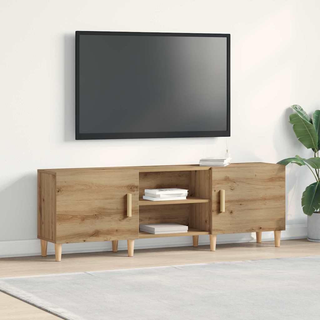 TV-Schrank Eiche handwerklich 150x30x50 cm, Holzwerkstoff, Matte Oberfläche, für Wohnzimmer, Entertainment Center, Media Console