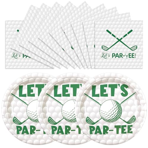 HFBOBP 50pcs Golf Paper Plates and Napkins Party Decorations Golf Themed Birthday Party Supplies Disposable Dessert Plates Tableware Set for Sports Theme Birthday Baby Shower Game Party Favors