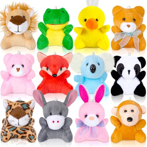 Sofier 12 Packs Mini Stuffed Animals Bulk Party Favors For Kids Treasure Box Toys Classroom Plush Toys Claw Machine Key Chains Carnival Prizes Small...