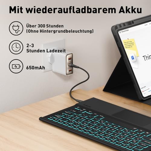 DoohowCase Tastatur mit Hülle für Lenovo Idea Tab Pro 2025 12.7 Zoll, Bluetooth Kabellose Tastatur mit Trackpad… – Ansicht 5