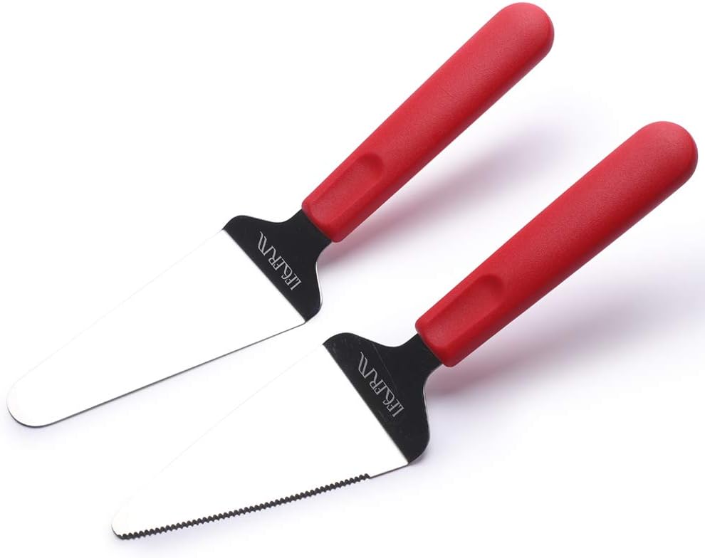 2 PCS Stainless Steel Cake Slice, Pie Server for Pizza, Cake Server for Wedding, Party, Kitchen, and Birthday (Red)