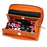 [魅革] 日本製 長財布 レディース ギャルソンウォレット じゃばら 長財布 本革 和柄 YKK カード24枚 多機能 大容量 (ORANGE(オレンジ))