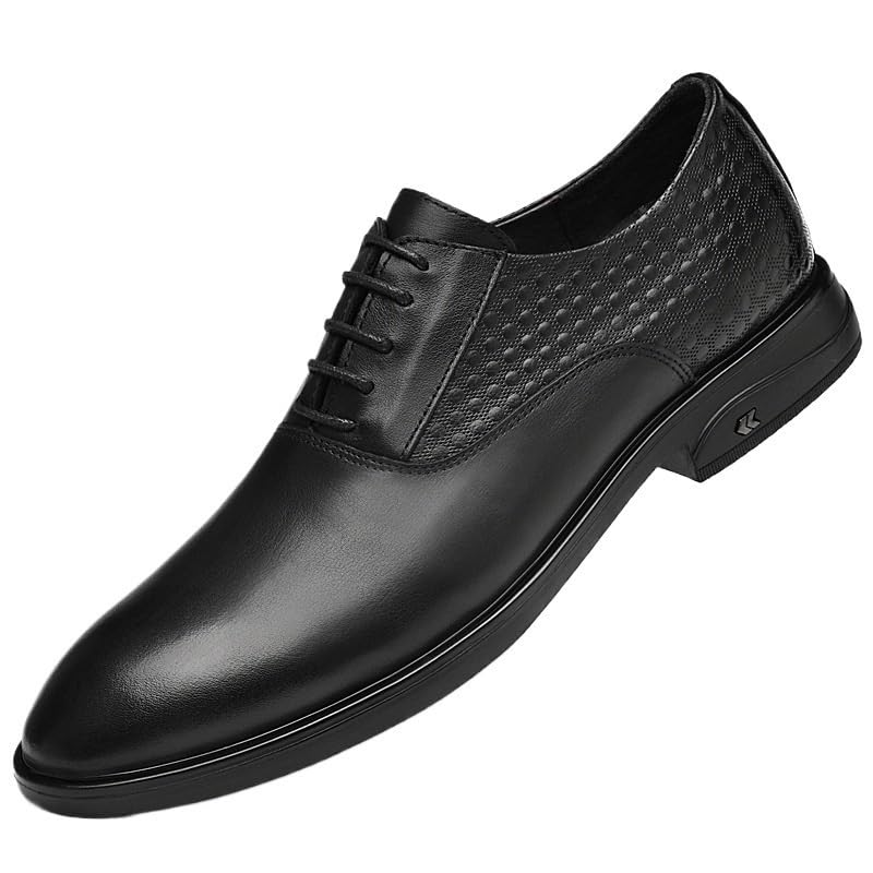 Men’s Dress Oxford Business Pointed-Toe Shoes Formal Leather Lace-Up Wedding Groom Office Derby Shoes