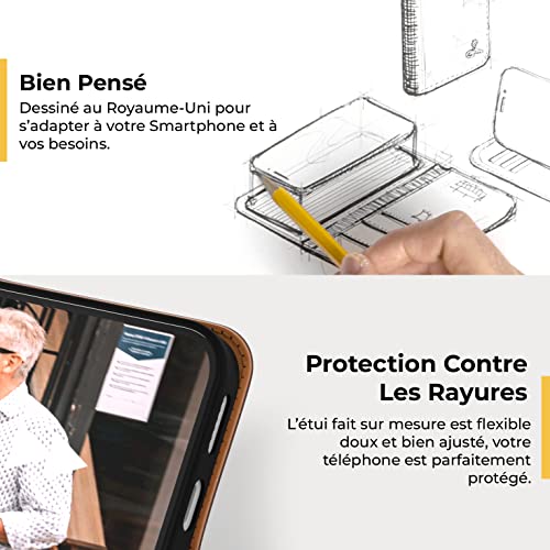 Coque portefeuille iPhone 14 Pro Max en cuir véritable marron d'exception