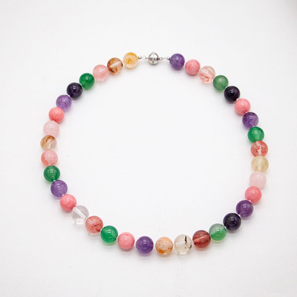 Collar de Piedras Preciosas Naturales con Mezcla de Cristales de 7 Chakras Amatista, Cuarzo Rosa, Cuarzo Transparente y aventurina cornalina para Proteger el Equilibrio energético