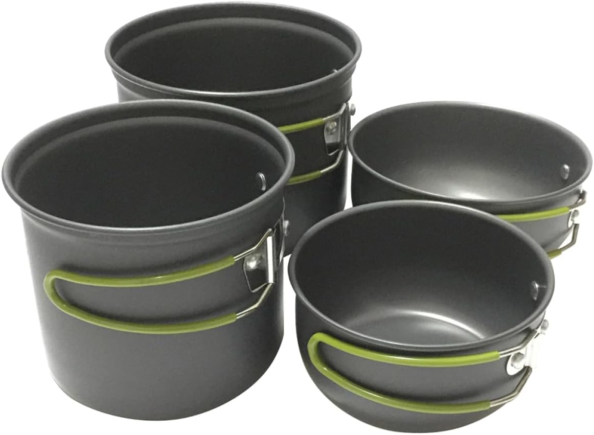 VICASKY 1Set Portable Aluminium Alloy Camping Cookware Lightweight Outdoor Cooking Kit for Hiking and Picnics Durable Easy to Store for People