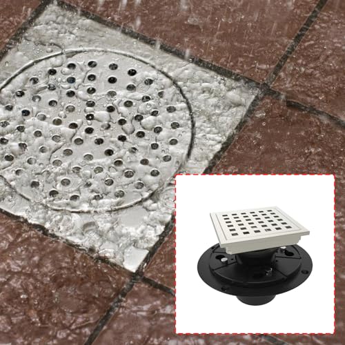 Desagüe de ducha de acero inoxidable con base y brida cuadrada 3