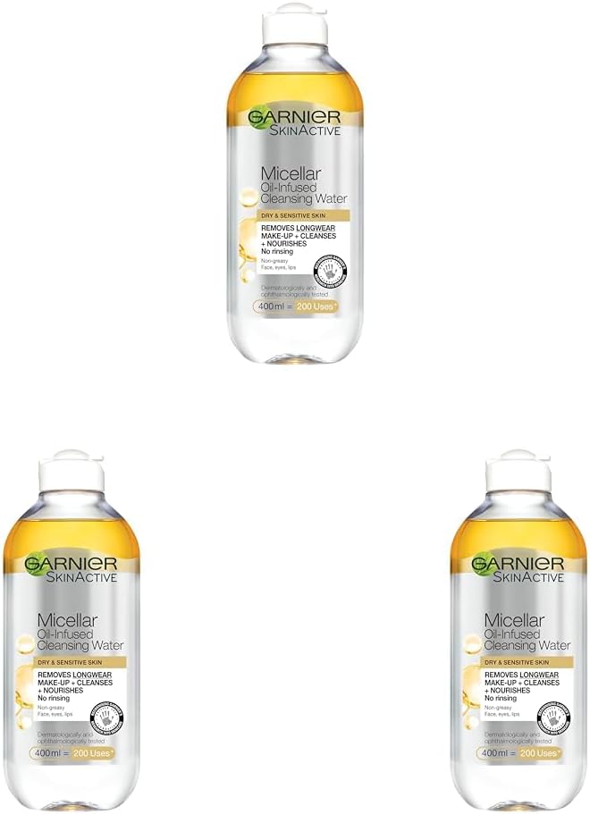 GarnierMicellar Cleansing Water, Oil-Infused, 400ml (Packing May Vary). (Pack of 3)