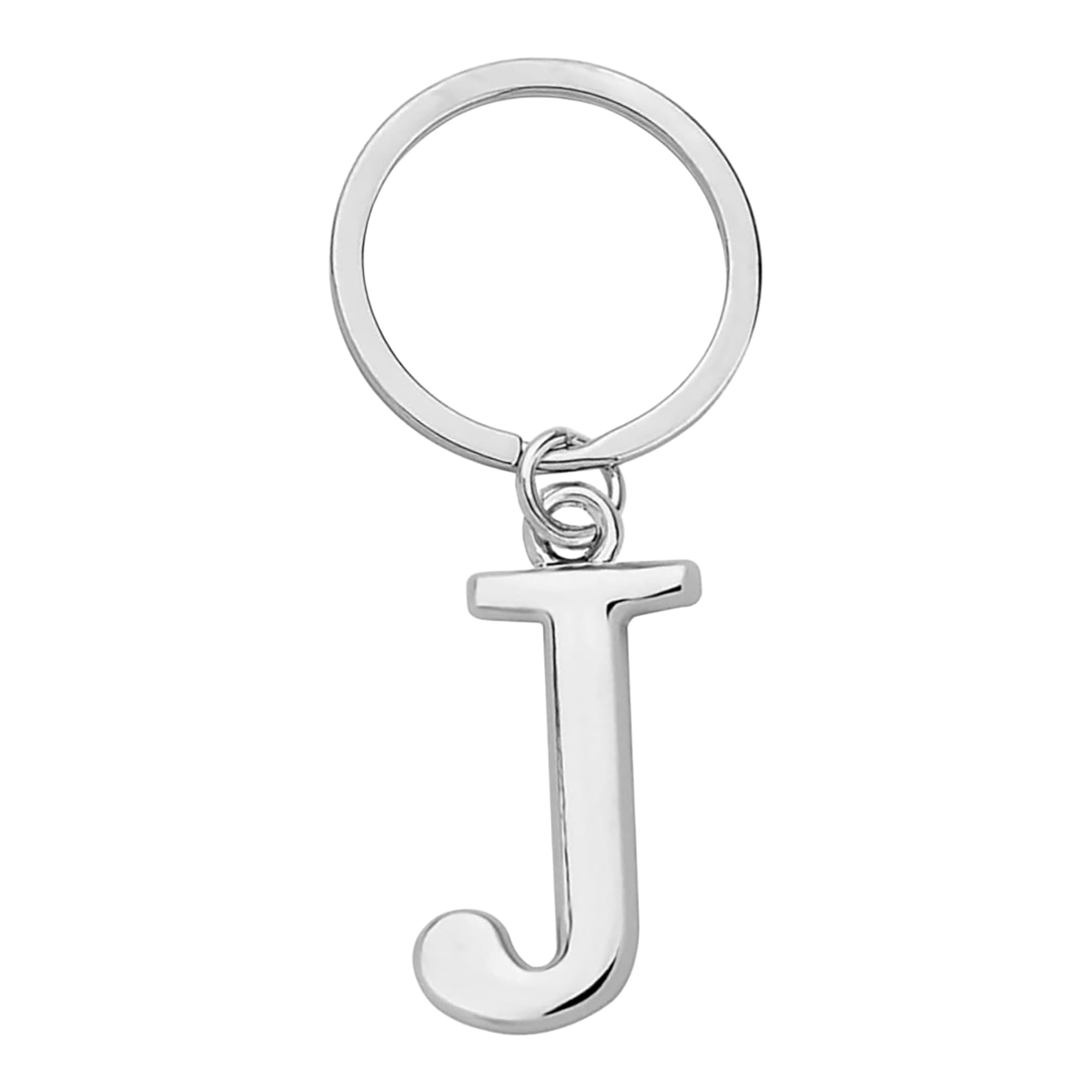 Rohans Keyring Letter - Initial Alphabet Key Ring Charm Silver and Gold (Silver, J)