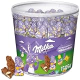 Milka Mini Schmunzelhasen – Kleine Osterhasen aus feiner Alpenmilch-Schokolade mit Milchcréme-Füllung – Großpackung – 1505g