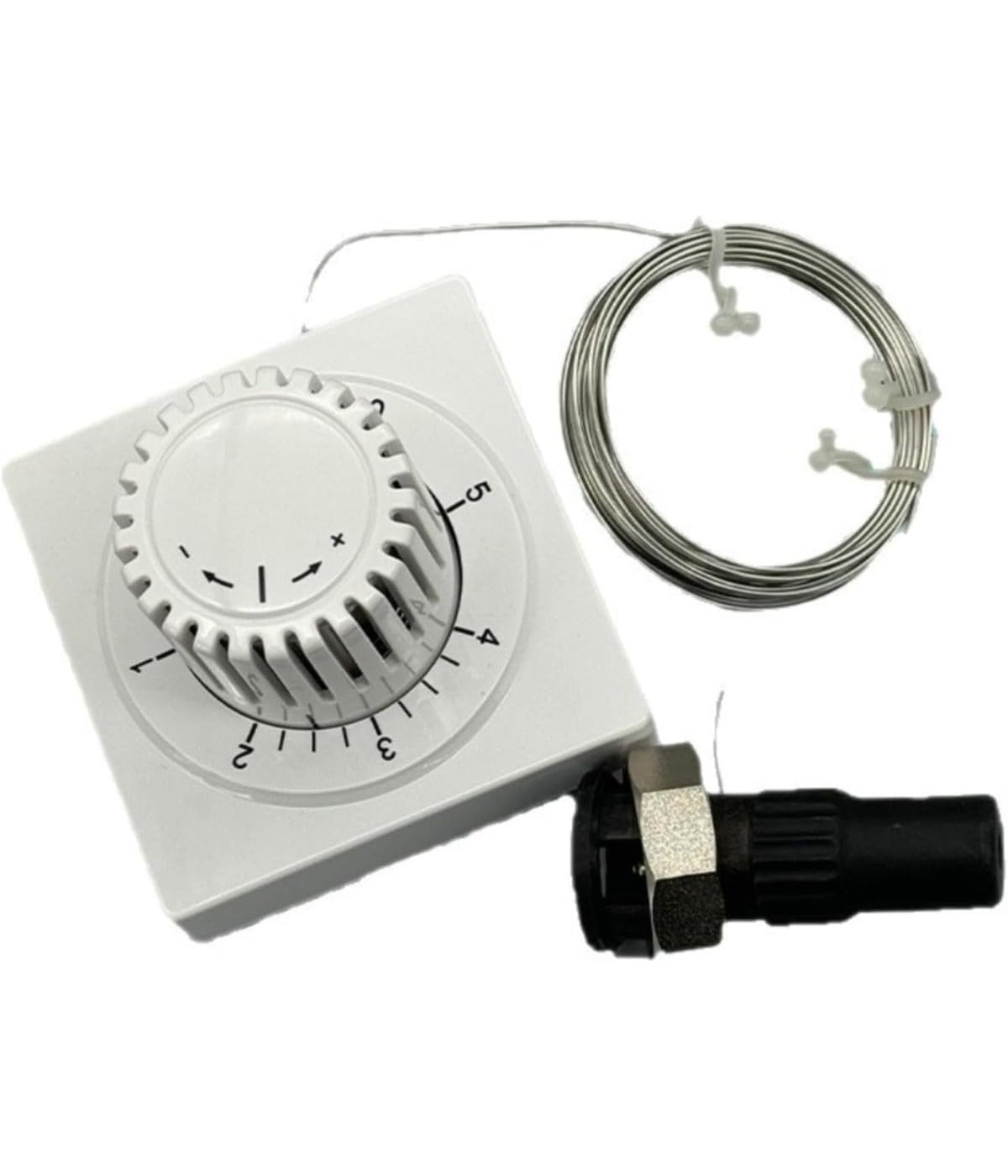 1 x White Thermostatic Radiator Valve Head with 2000mm Capillary Tube and Remote Adjustment Function Suitable for Various Heating Systems