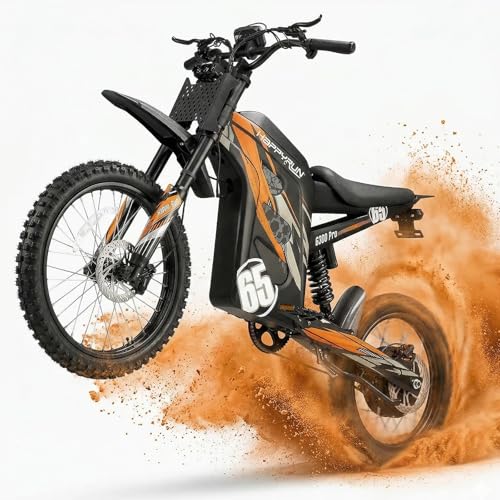 Image of HAPPYRUN G300 Pro Electric Dirt Bike for Adults, 72V 30Ah Battery, 6500W Motor, 50 MPH Speed, 70 Mile Range, 350 Lbs Load Capacity, Hydraulic Brakes