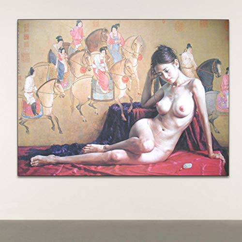 Oriental Wall Art Beautiful Chinese Women Nude Oil Paintings Canvas Prints Women Wall Art Hd Picture Living Room Shop Home Decor 40X60Cm/Unframed-1 #TOP27