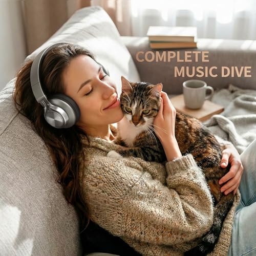 Image of AILIHEN Wired Headphones with Mic and Volume Control, Noise Isolation Over Ear Headphones for Adults&Teens, Foldable, Adjustable, Soft, Braid 3.5mm for Travel /Online Meeting /Remote Learning-Grey Black