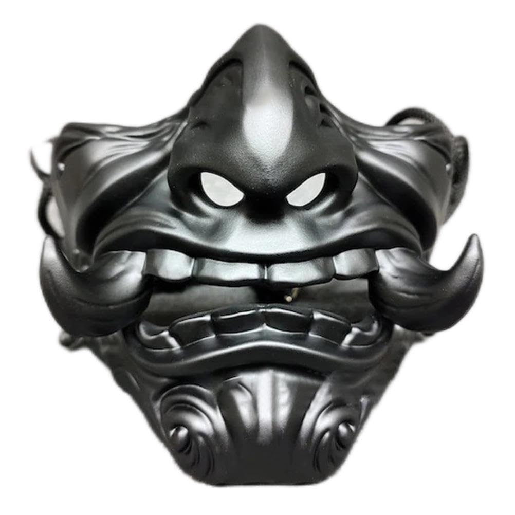 Maschera indossabile a mezza faccia da lupo, oni demone samurai, stile Maschera indossabile a mezza faccia da lupo, oni demone samurai, stile