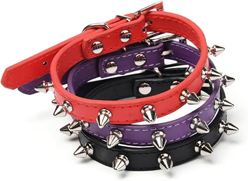 Miniatura 6 de Collar de perro con pinchos para perros pequeños, remache de hongos, piel sintética suave, collar con tachuelas para gato, ajustable para mini raza