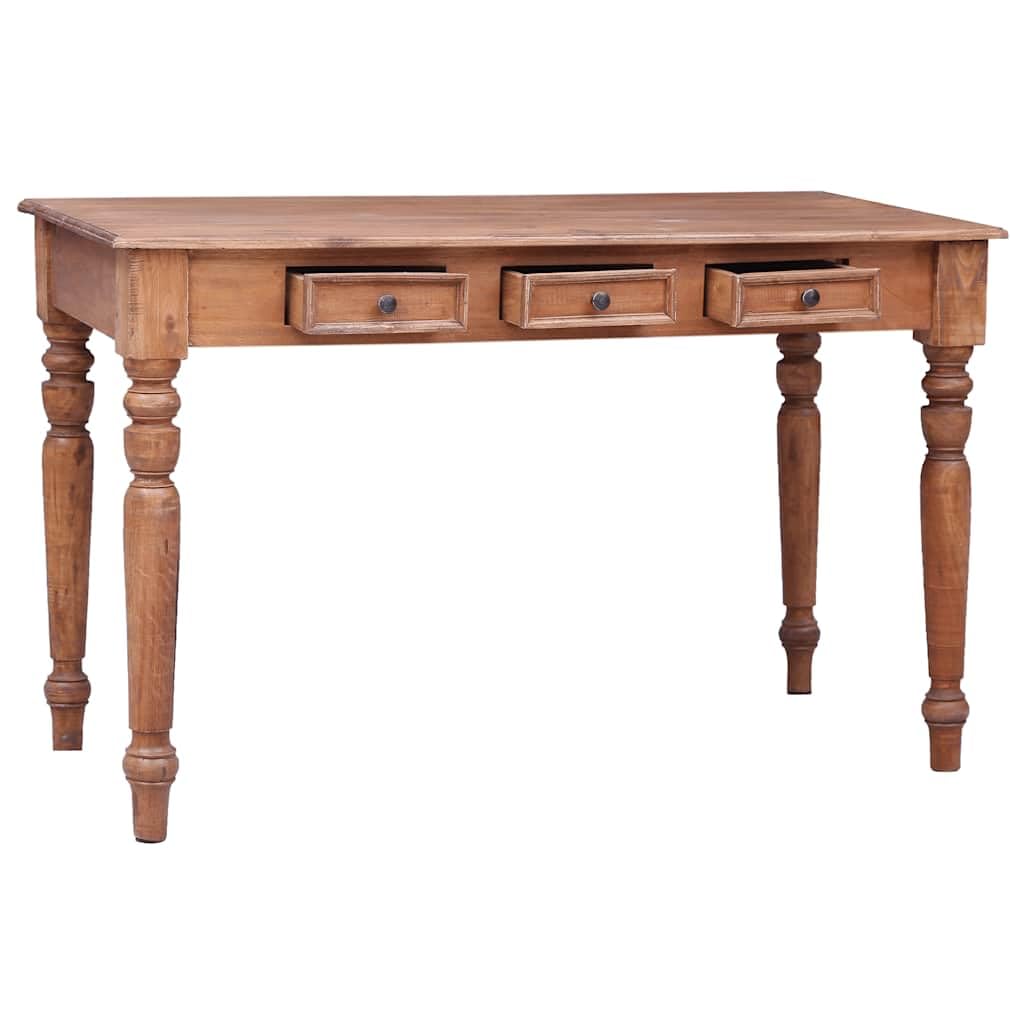 Scrivania con cassetti in legno massiccio riciclato, 117 x 57 x 75 cm, rustica, compatta, per home office, computer e gaming, versatile, utilizzabile come tavolino o tavolo consolle