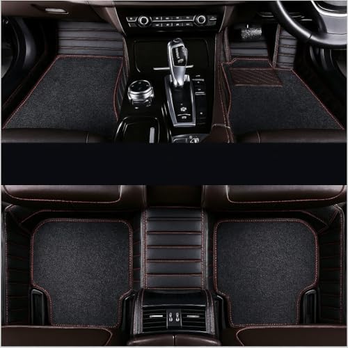 Image of 9D Luxury Car Foot Mat for Maruti Suzuki S-Cross Model (2012-2018) | Waterproof | Anti-Slip | PU Leather | Full Coverage | All Weather | Custom Fitted Car Floor Mat - Black with Red