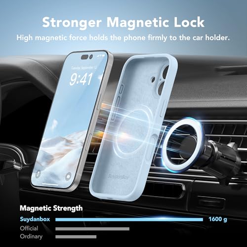 Image of Magnetic for iPhone 17 Case, Compatible with MagSafe, [Full Camera Protection][Screen Protector] Silicone Shockproof Protective Phone Case for iPhone 17 6.3 inch, Light Blue