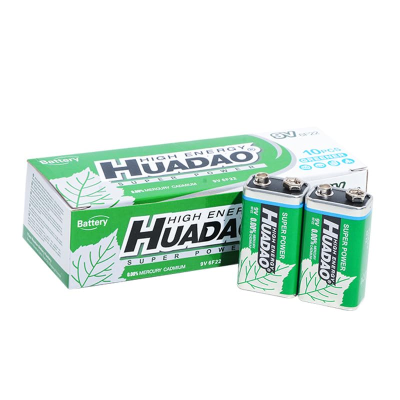 9V Batteries 10-Pack, Long-Lasting 6F22 9 Volt Batteries for Smoke Alarms, Smoke Detectors, Guitar Pedals, Microphones, Remote Controls, Testers, and More