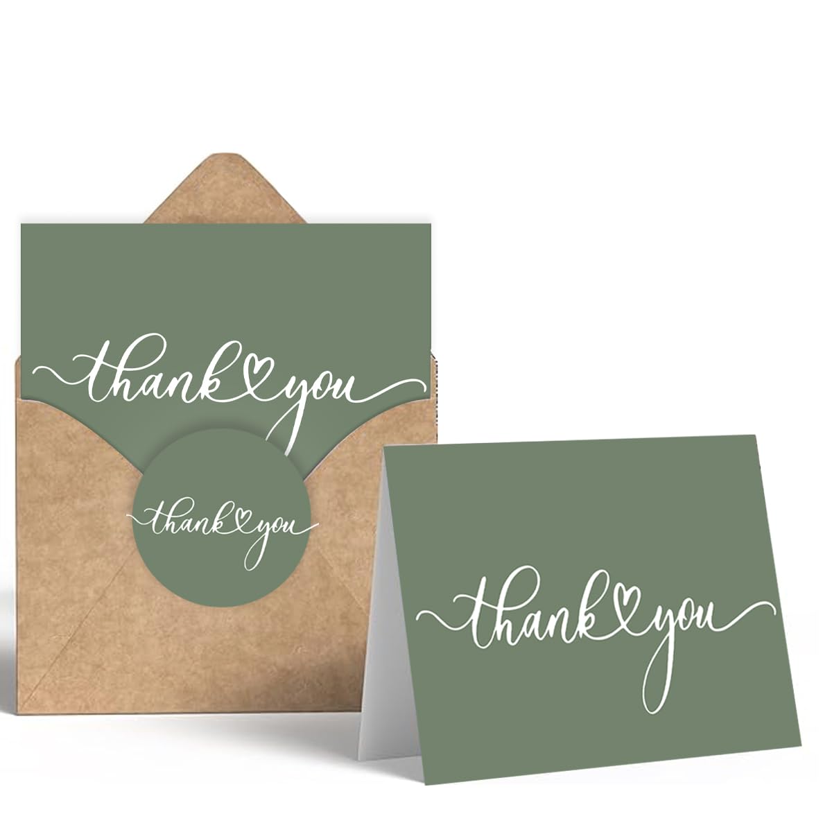 30Pack 350GSM | Thank You Cards with Envelopes & Seal Stickers,Blank Thank You Notes for Wedding,Baby Shower,Bridal Shower,Graduation,Business,Teacher Appreciation Gifts 3.5x5 inches(Forest Green)